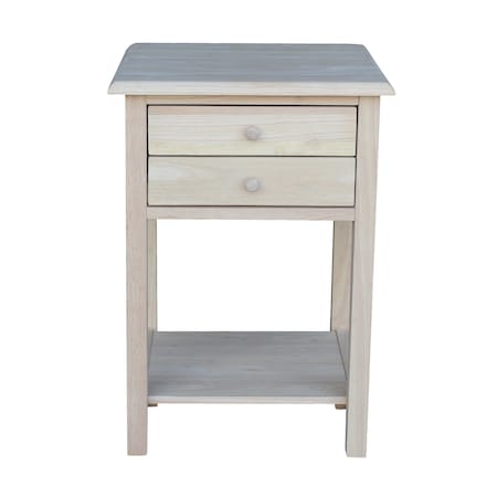 International Concepts Rectangle Lamp Table with 2 Drawers, 18 W, 18 L, 25.6 in H, Wood, Unfinished OT-92